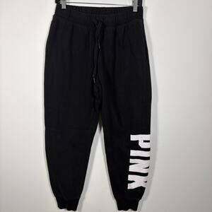 Victoria’s Secret PINK Black White Graphic Logo Print Joggers Sweatpants Pockets